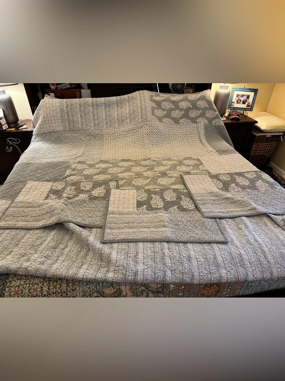 Sonoma Quilted Patchwork Bedspread in Sage and Cream